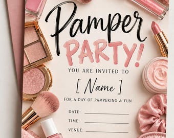Custom Girls Pamper Party Invitation | Makeup Birthday Invite (Digital Download)