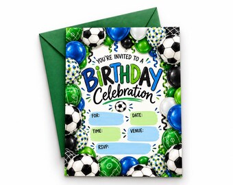 Football Birthday Invitation | Boys Soccer Party Invite (5x7 Digital Download)