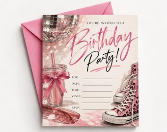 Pink Disco Glam Birthday Invitation | Girls Party Printable (Digital Download)