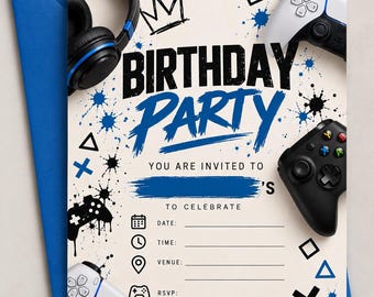 Personalised Gamer Birthday Invitation | Boys Gaming Party Invite (Digital File)