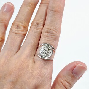 Anillo de moneda de flor de plata de ley, joyería floral imagen 5