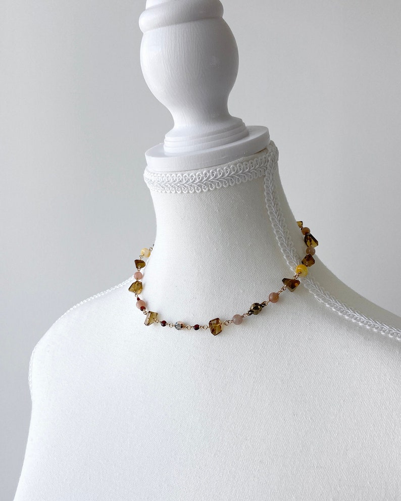 Golden Honey Quartz Crystal Combination Short Choker Style Necklace, 14K Gold Filled image 6