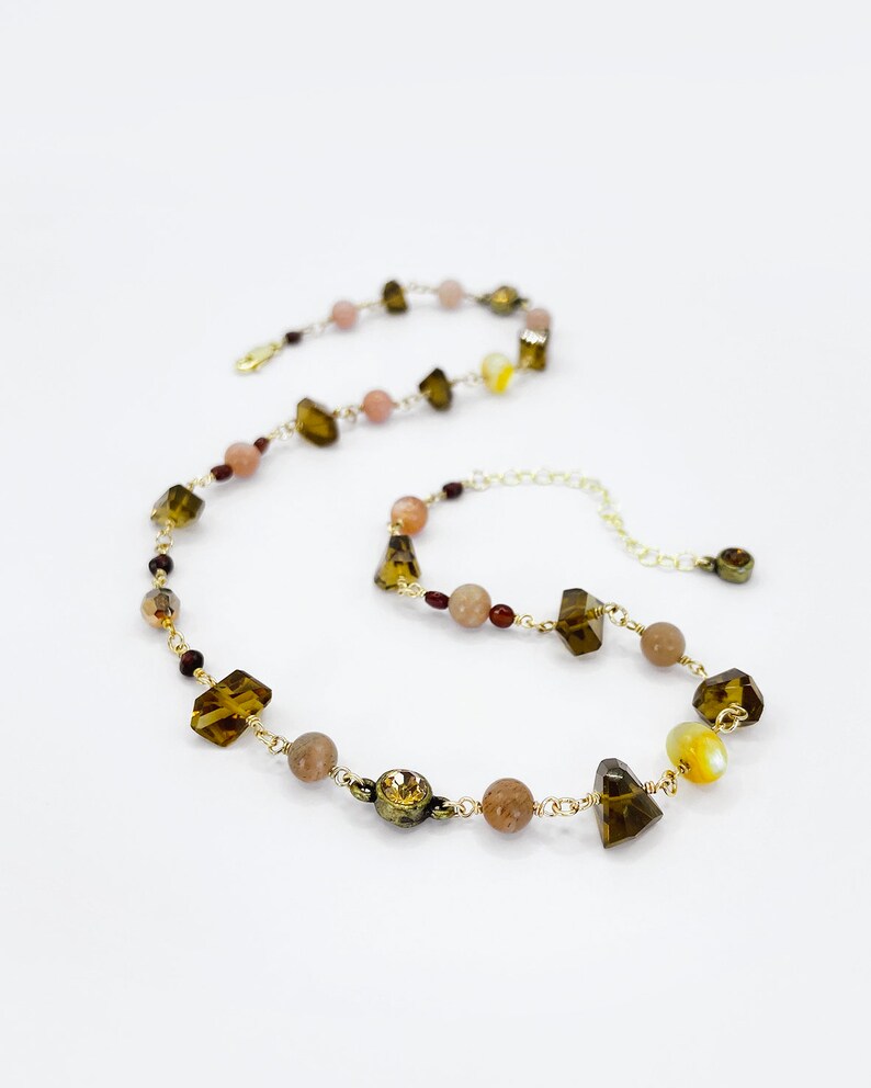 Golden Honey Quartz Crystal Combination Short Choker Style Necklace, 14K Gold Filled image 4