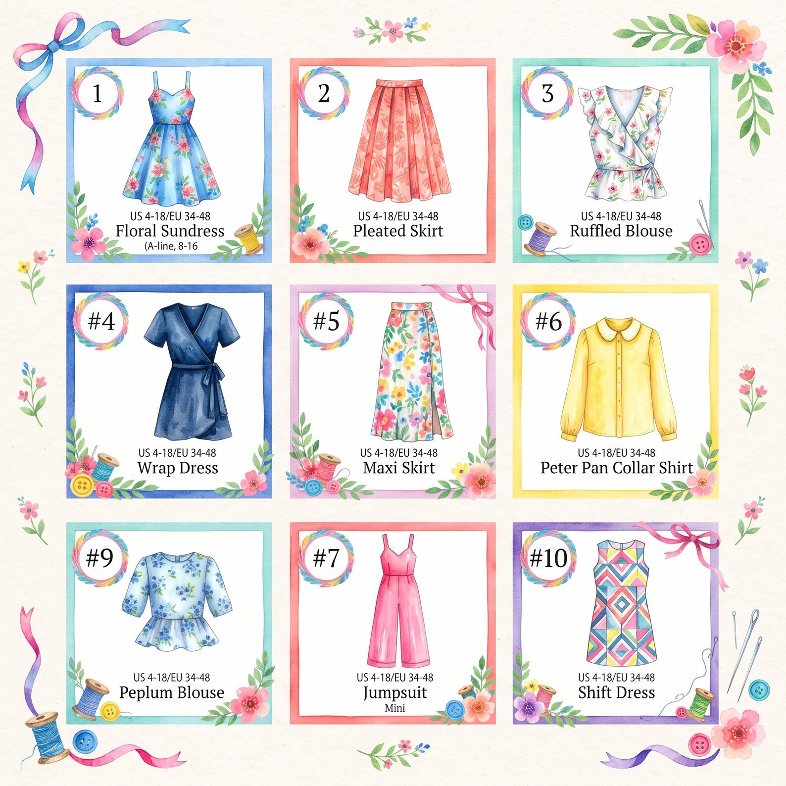 10+ Sewing Patterns Bundle PDF | Women Men Kids Dress & Pants PDF ...