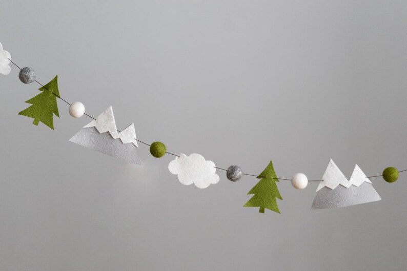 Woodland Garland / Nursery / Felt Garland / Mountain Garland / Etsy