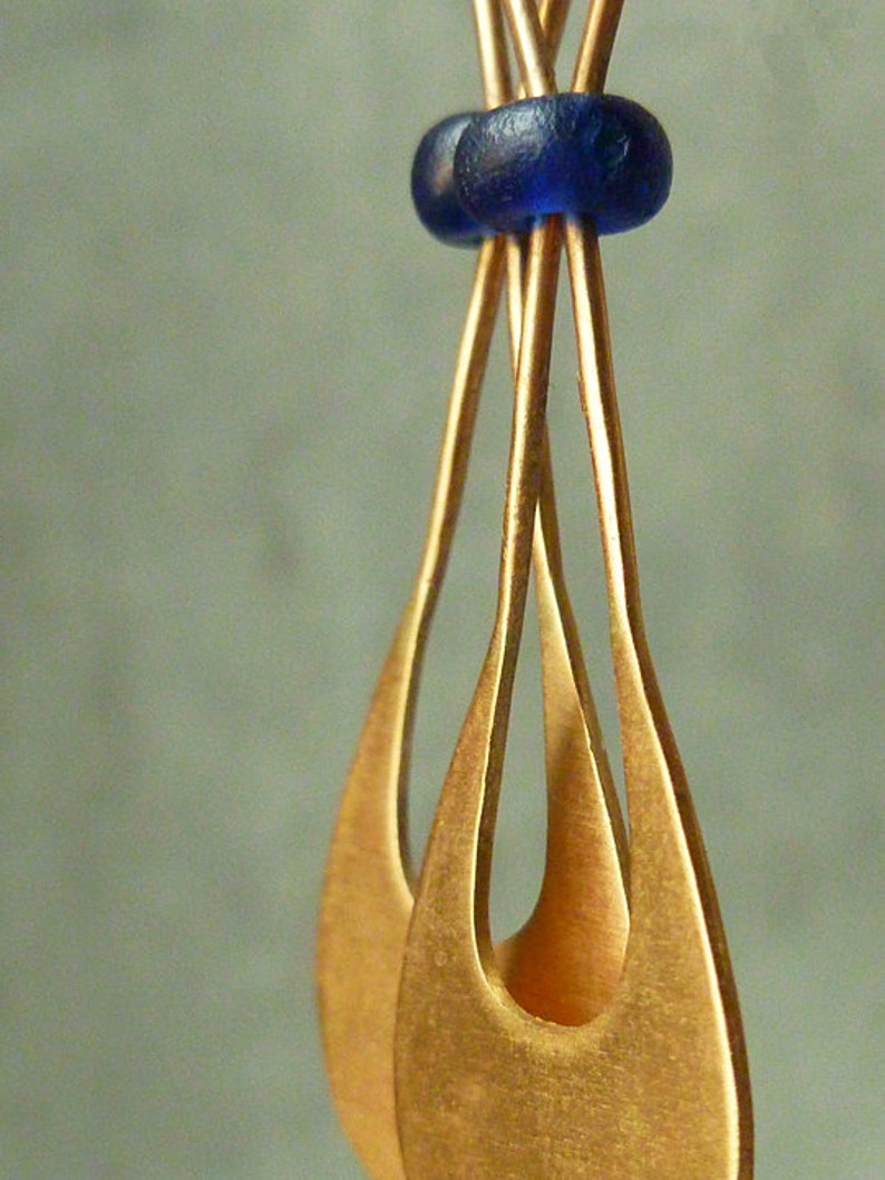 Ancient Roman Glass and 14k Gold Dangle Earrings, "Meet the Ancients" image 4