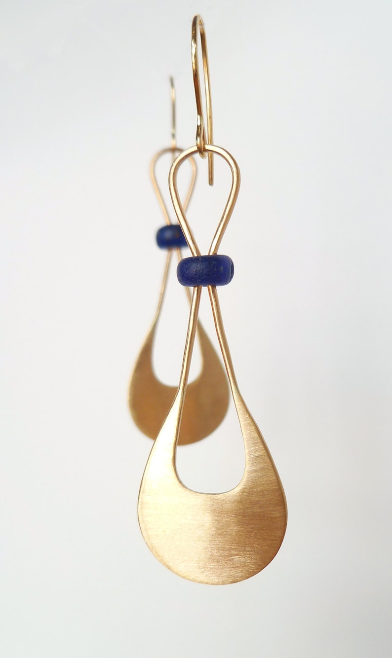 Ancient Roman Glass and 14k Gold Dangle Earrings, "Meet the Ancients" image 2