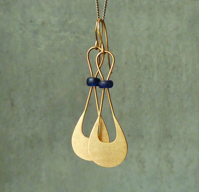 Ancient Roman Glass and 14k Gold Dangle Earrings, "Meet the Ancients" image 3