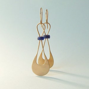 Ancient Roman Glass and 14k Gold Dangle Earrings, &quot;Meet the Ancients&quot;