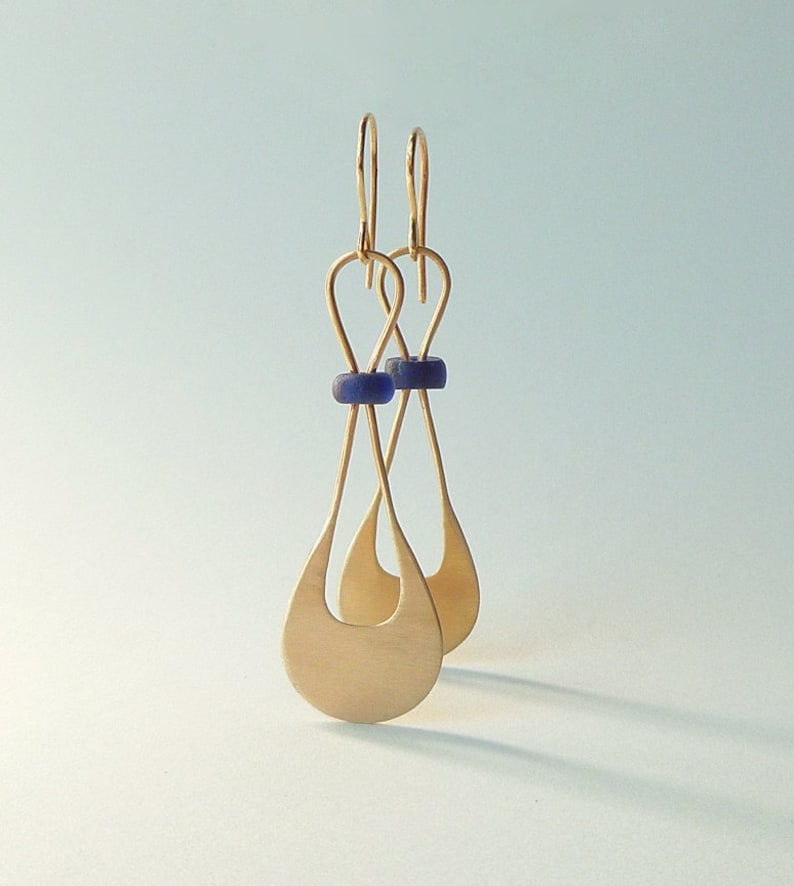 Ancient Roman Glass and 14k Gold Dangle Earrings, "Meet the Ancients" image 1