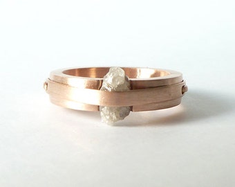 14k gold and rough diamond ring, "Less is More"