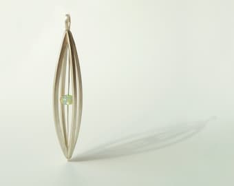 Modern Sterling Silver and Opal Pendant, "Float"