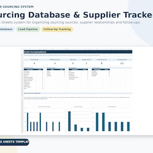 Reseller Sourcing Spreadsheet | Supplier Tracker, Lead Pipeline and Follow Up Dashboard | Google Sheets Template