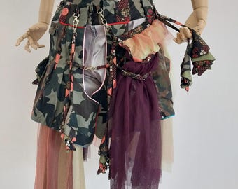 Falda escocesa de camuflaje con cortinas desmontables