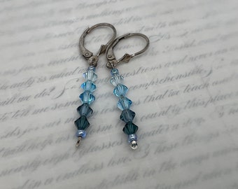 Swarovski Crystal SS Blue Ombré Earrings