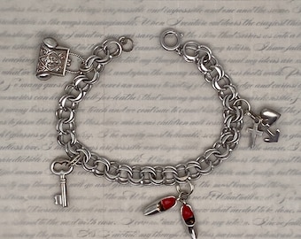 Vintage Charm Bracelet Sterling silver Free Shipping !