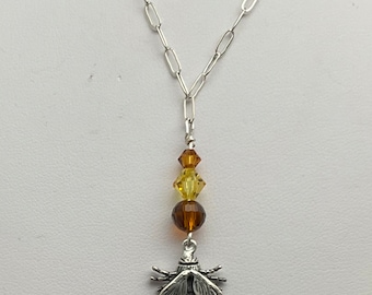 Sterling Silver queen bee swarovski beads on chain gift Free Ship