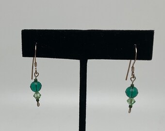 Swarovski Crystal SS Green Dangle Earrings Free shipping