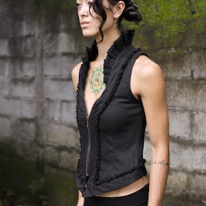 Victorian vest sleeveless vest Burlesque vest Steam punk vest Lace vest Black vest image 1