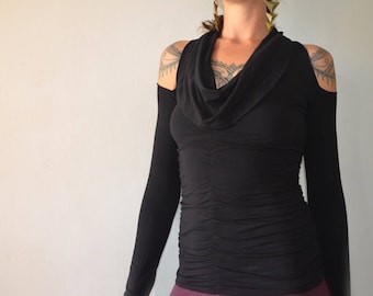 Kalika top ~ Bamboo long sleeve ~ cowl neck top