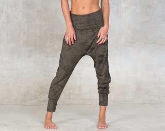Batik Long Drop pants ~ Yoga pants ~ Bamboo drop crotch ~ Women Harem Pants ~ Lounge pants ~ High waist yoga pants