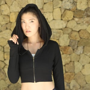 Cassiopée Hoodie ~ Crop Hoodie ~ Organic cotton Hoodie ~ Crop Jacket ~ Crop Top ~ Organic Clothing ~ Sati Creation
