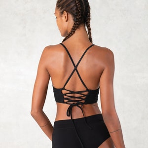 Set of 2 Organic Cotton Corset Bra: Black Yoga Bralette