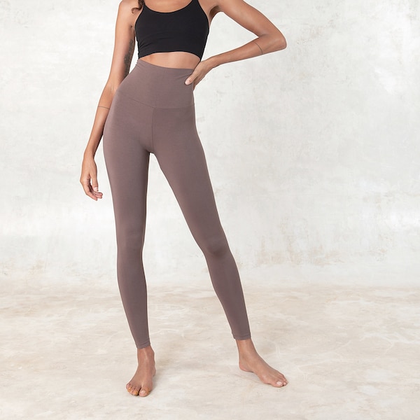 High-Waisted Bamboo Yoga Pants: Fold-Over Waistband