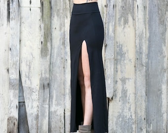 Long Organic Cotton skirt ~ Black skirt ~ zen ~ yoga ~ Women skirt ~ Sati Creation