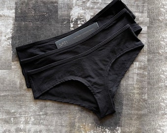 SET OF 3 Modal cheeky underwear - Eco friendly panties - Black hipster underwear - Eco lingerie - Sati Creation