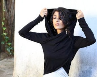 Organic Cotton Infinity Shrug: Hooded Long Sleeve Wrap