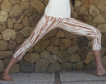 Tie Dye Bamboo Yoga Capri Pants: Batik Corset Leggings