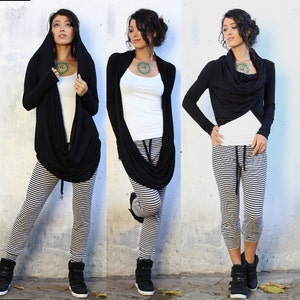 Infinity Shrug Organic Cotton Hooded vest Hoodie Long sleeve Wrap around Layer Lounge Wear Crop top Sati Creation image 4