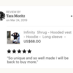 Infinity Shrug Organic Cotton Hooded vest Hoodie Long sleeve Wrap around Layer Lounge Wear Crop top Sati Creation image 5