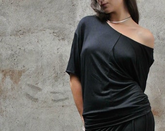 Bamboo Off-Shoulder Top: Oversized Women's Tunic