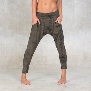 Batik Long Drop pants Bamboo Yoga drop crotch pants Women pants Lounge pantsge pants Harem Pants High waist yoga pants image 4