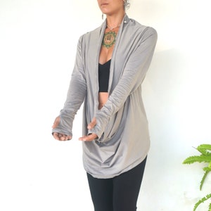 Infinity Shrug Organic Cotton Hooded vest Hoodie Long sleeve Wrap around Layer Lounge Wear Crop top Sati Creation image 8