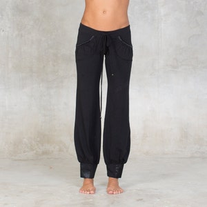 Sati pants Organic cotton Yoga Pants Black lounge pants Satin Sati Creation image 2