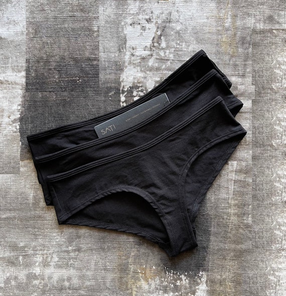 SET OF 3 Modal Cheeky Underwear Eco Friendly Panties Black Hipster  Underwear Eco Lingerie Sati Creation 