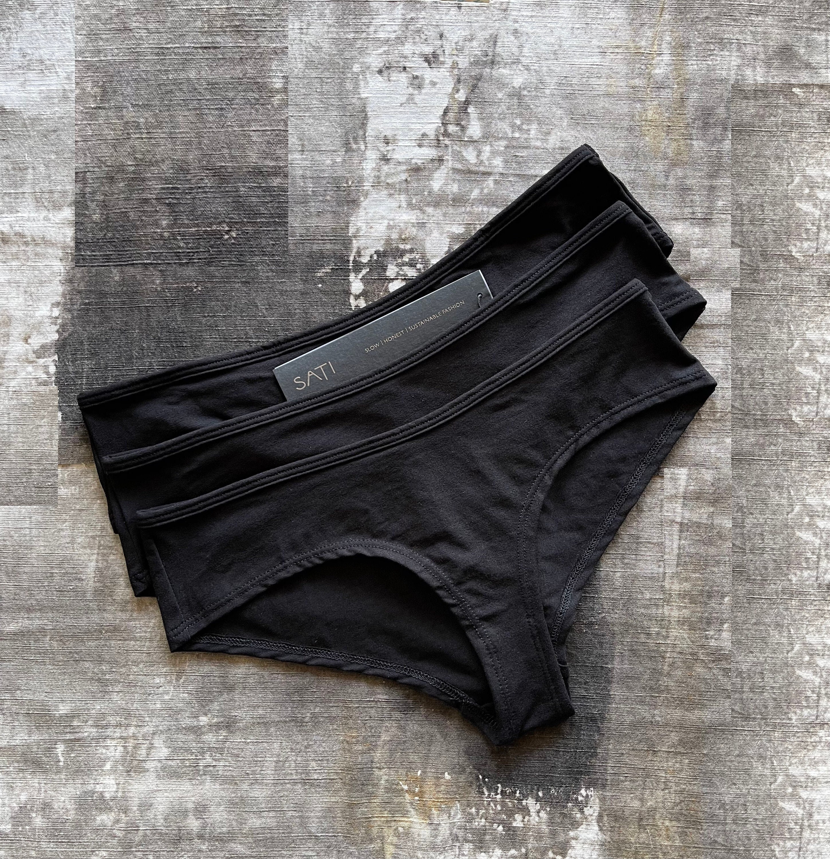 SET OF 3 Modal Cheeky Underwear Eco Friendly Panties Black Hipster