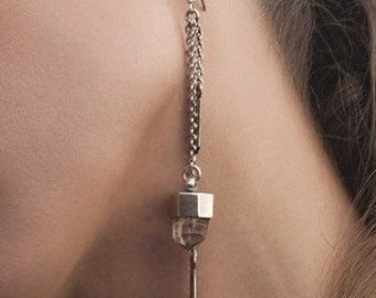 Quartz Crystal earrings with silver chain