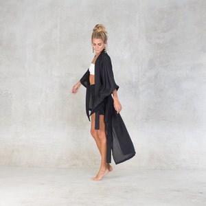 Black Kimono LINGERIE SET Eco-friendly kimono Robe Eco-Lingerie 100% Eco rayon Re-constructed Kimono Sati Creation image 5