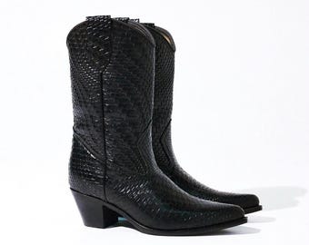 New Handmade Pure Leather Wavy Cowboy Western Boots For  Women