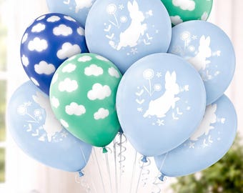 Blue Cloud & Rabbit Balloons, Baby Shower Party Decor, Boys Birthday Balloon Pack, Sky Theme Decorations BAL9925