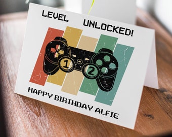 Personalised console aged Birthday Card, Son 11th birthday Grandson 12th birthday Nephew Godson Friend Brother aged any age GCA9852