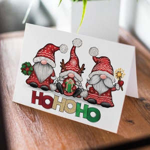 Gonk Christmas Card – Cute Holiday Greeting – Ho Ho Ho Festive Xmas Card – Single or Multipack – Personalised Insert Option  XMAS9774