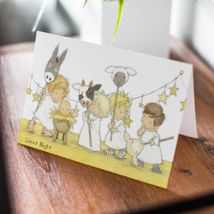 Nativity Christmas Card – Religious Kids Christmas Card, Silent Night, Christian Holiday Card, Single or Multipack free uk shipping XMAS9820