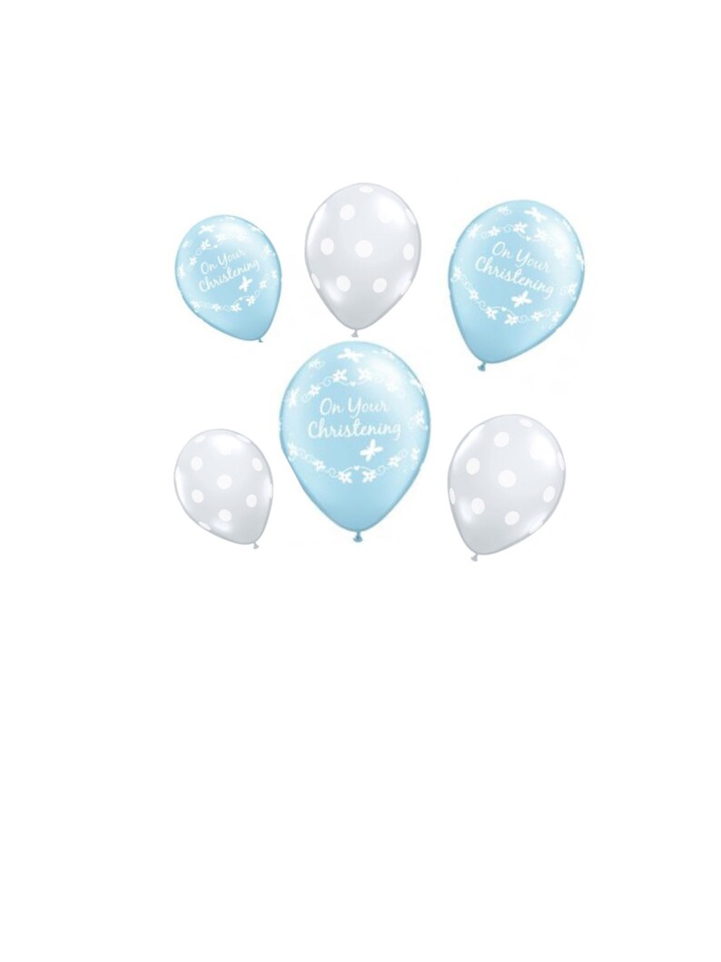 blue christening balloons