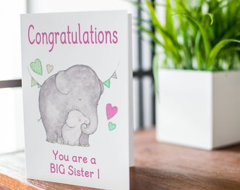 New Big Sister Card | congratulations card | announcement card | new sibling card | baby sister GCA9884