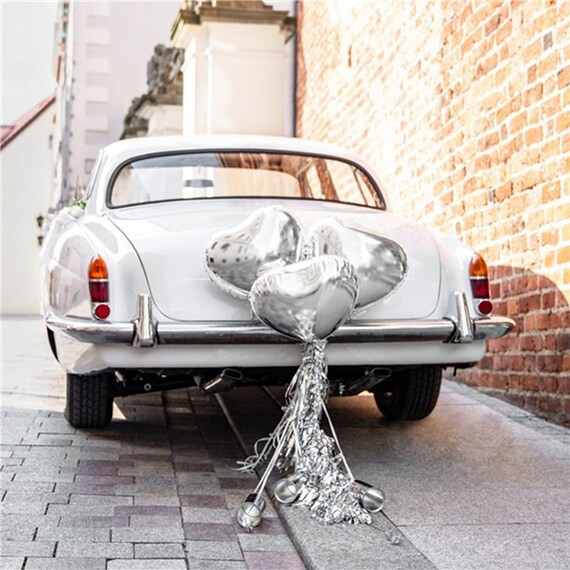 Silver Wedding Car Decor Just Married Car Decorations Etsy